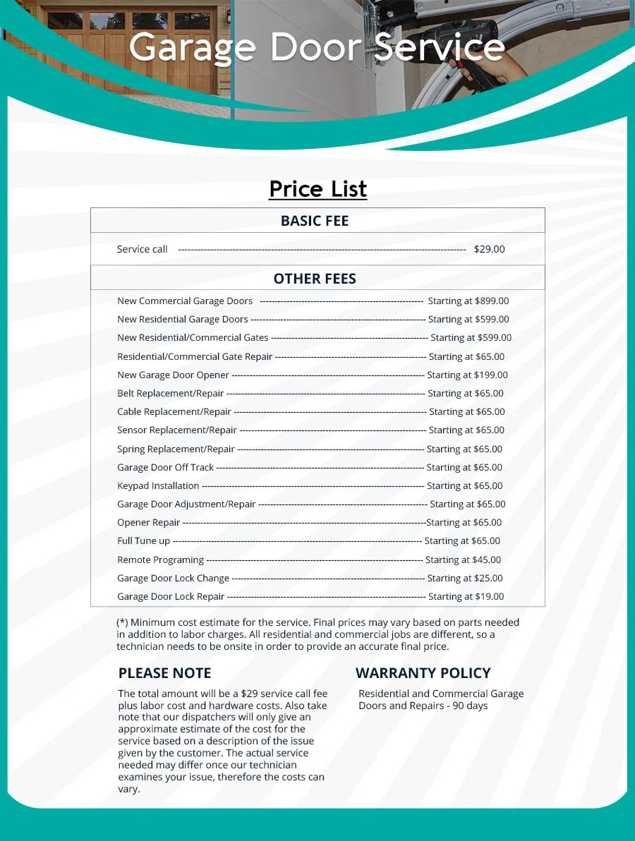 Garage Door Mobile Service Repair Mesa, AZ 888-697-1727